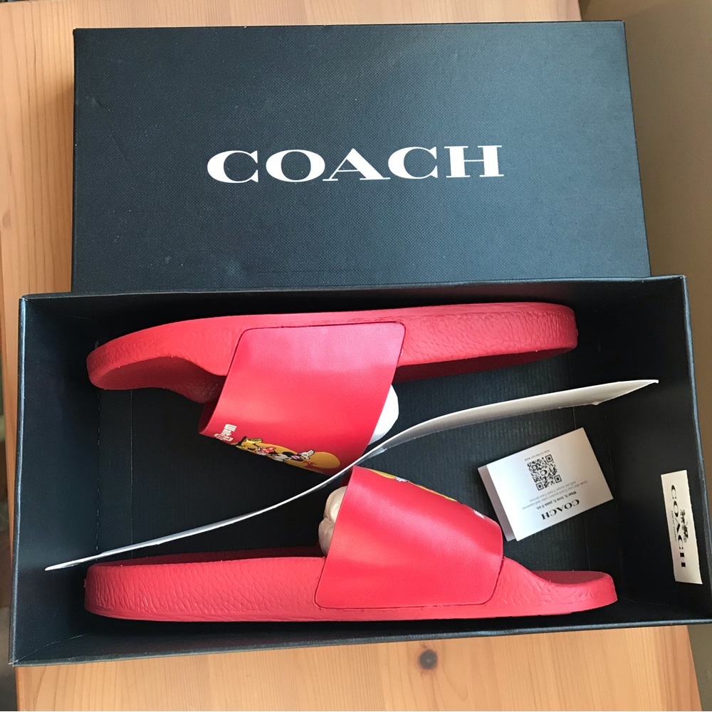 🐭🥰 Disney X Coach Sport Slide With Mickey Mouse And Minnie Mouse Motif - Picture 6 of 12